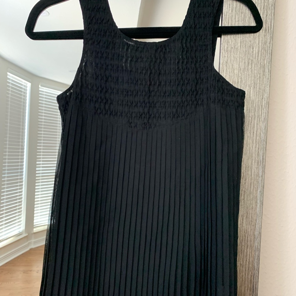 French Connection Black Pleated Sheath Dress